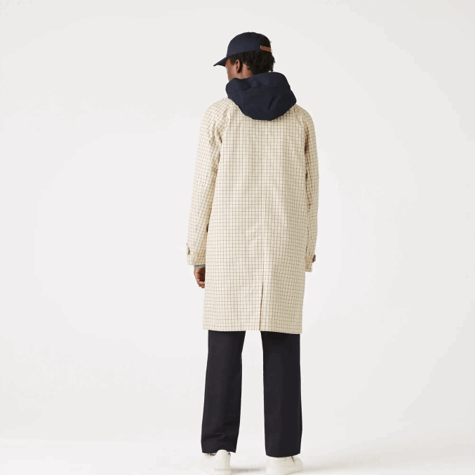 beige blanco a8m VVL0A1290 hombres Lacoste trinchera de cuadros 3 en 1 heritage