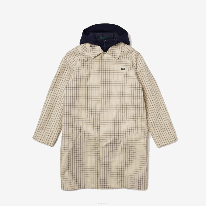 beige blanco a8m VVL0A1290 hombres Lacoste trinchera de cuadros 3 en 1 heritage