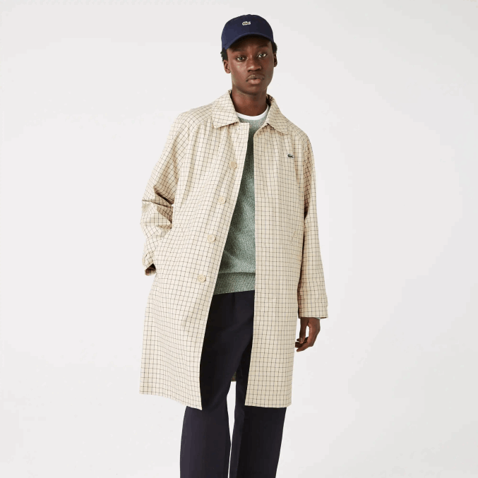 beige blanco a8m VVL0A1290 hombres Lacoste trinchera de cuadros 3 en 1 heritage