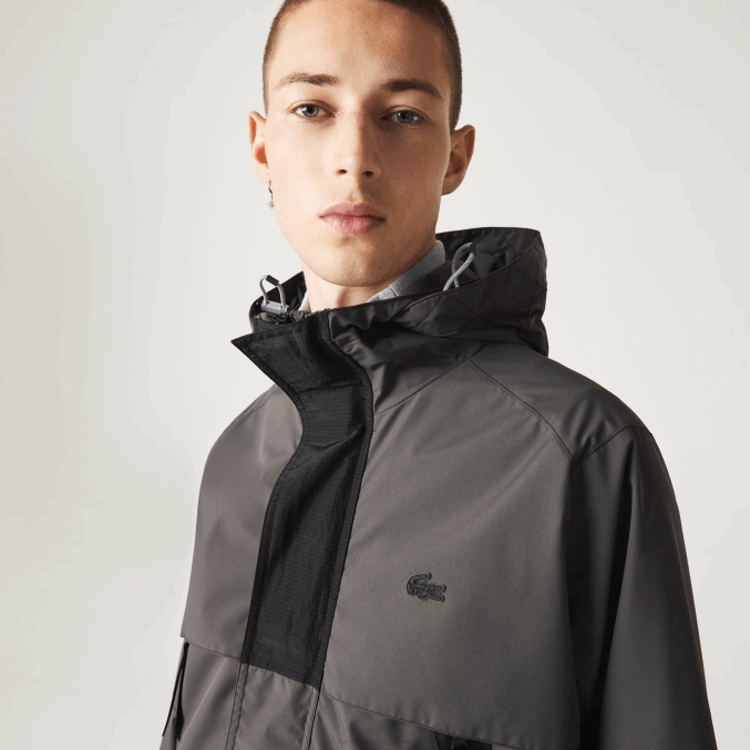 negro 031 VVL0A1257 hombres Lacoste parka repelente al agua