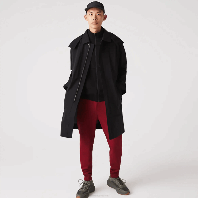 negro 031 VVL0A1273 hombres Lacoste parka resistente al agua hasta la rodilla con capucha removible