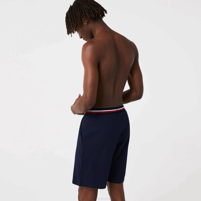 azul marino 166 VVL0A1376 hombres Lacoste calzoncillos boxer largos con cintura a rayas