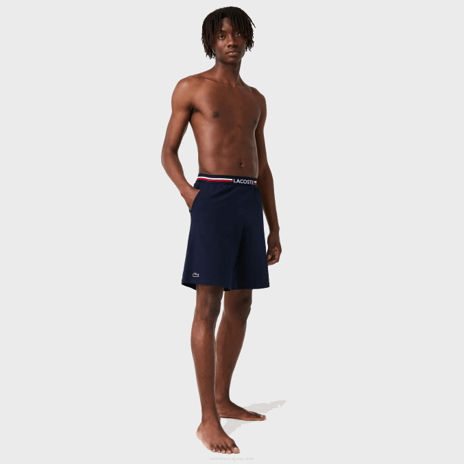 azul marino 166 VVL0A1376 hombres Lacoste calzoncillos boxer largos con cintura a rayas