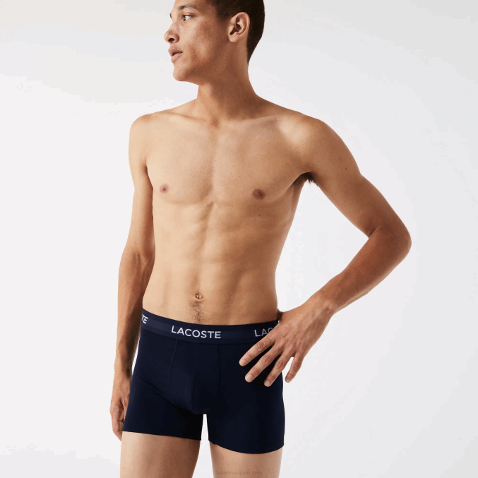 azul marino blanco rojo ley VVL0A1462 hombres Lacoste Pack de 3 calzoncillos de microfibra
