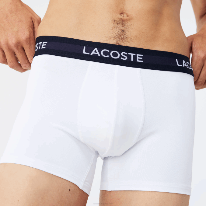 azul marino blanco rojo ley VVL0A1462 hombres Lacoste Pack de 3 calzoncillos de microfibra