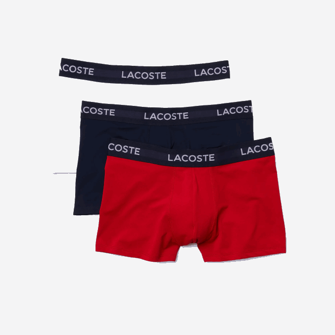 azul marino blanco rojo ley VVL0A1462 hombres Lacoste Pack de 3 calzoncillos de microfibra