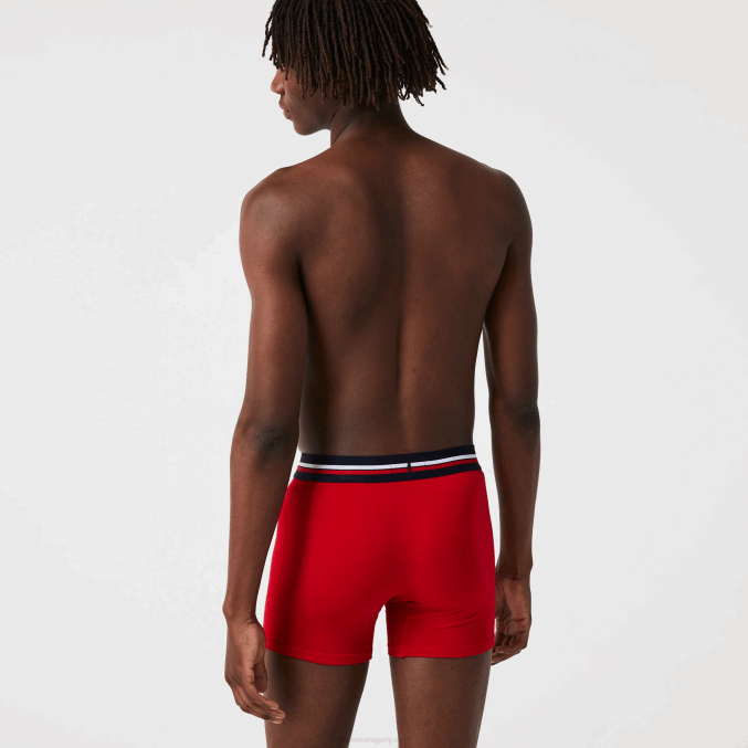 azul marino gris rojo chine w34 VVL0A1420 hombres Lacoste Pack de 3 calzoncillos boxer largos de algodón