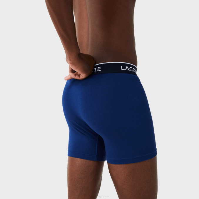 azul marino rojo azul marino w64 VVL0A1404 hombres Lacoste Pack de 3 calzoncillos bóxer largos de algodón elástico