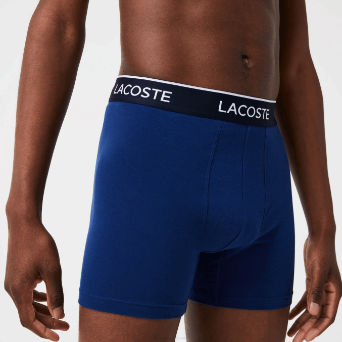 azul marino rojo azul marino w64 VVL0A1404 hombres Lacoste Pack de 3 calzoncillos bóxer largos de algodón elástico