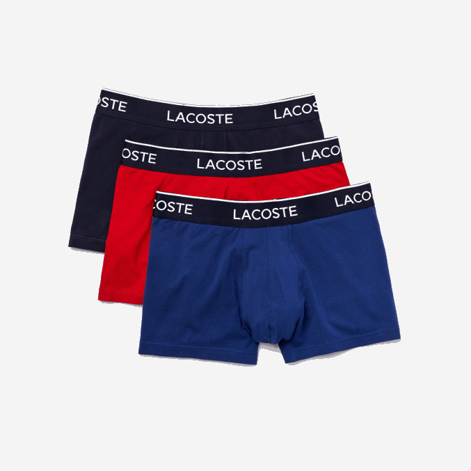 azul marino rojo azul marino w64 VVL0A1610 hombres Lacoste calzoncillos tipo bóxer informales, paquete de 3