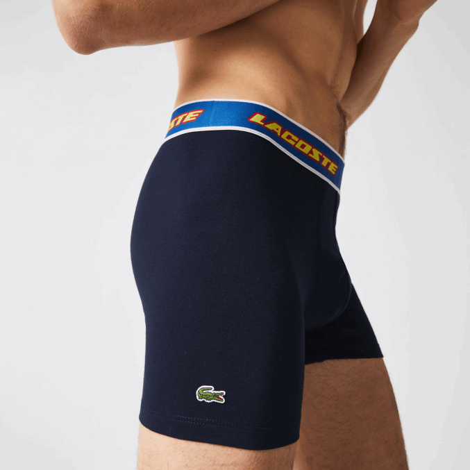 azul marino rojo blanco azul lnz VVL0A1565 hombres Lacoste Pack de 3 calzoncillos bóxer con cintura en contraste
