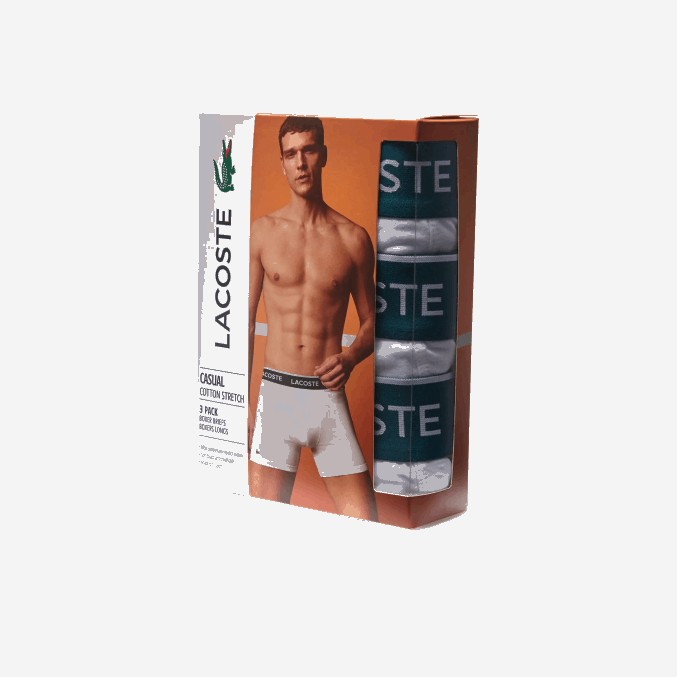 blanco 001 VVL0A1405 hombres Lacoste Pack de 3 calzoncillos bóxer largos de algodón elástico