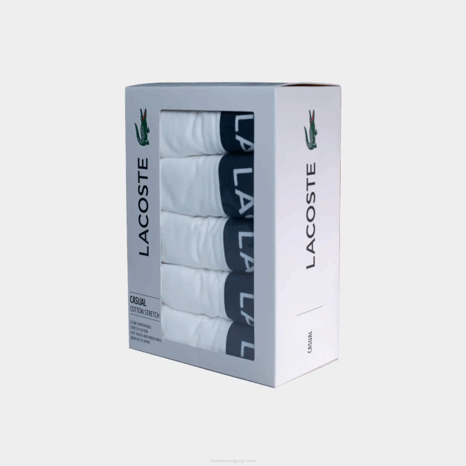 blanco 001 VVL0A1413 hombres Lacoste Pack de 5 calzoncillos de algodón elástico