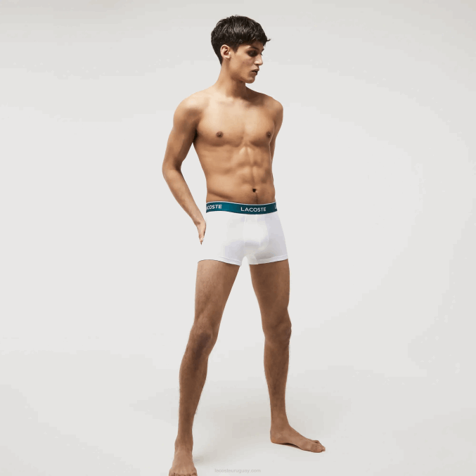 blanco 001 VVL0A483 hombres Lacoste calzoncillos tipo bóxer informales, paquete de 3