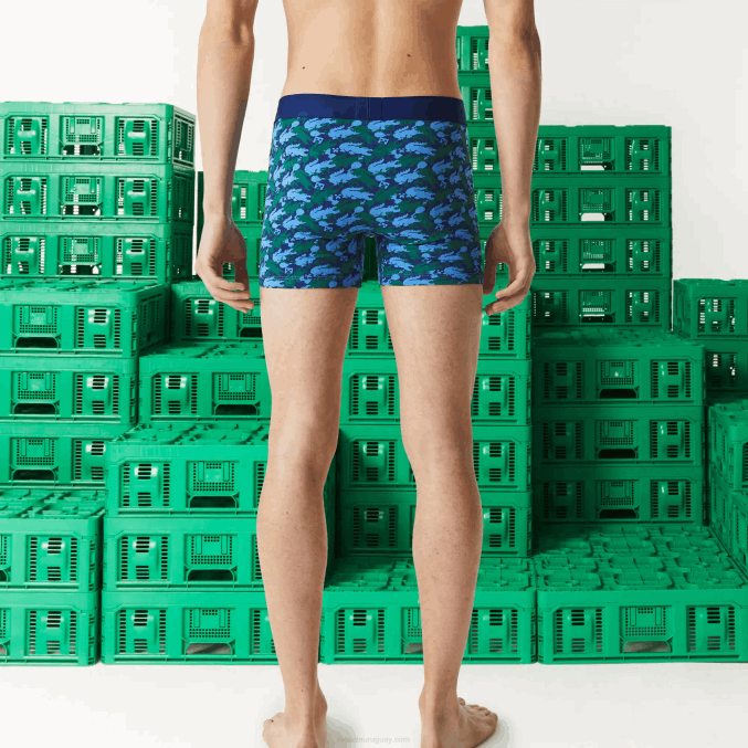 blanco c50 VVL0A1599 hombresBóxer largo de algodón orgánico con estampado Lacoste x Minecraft