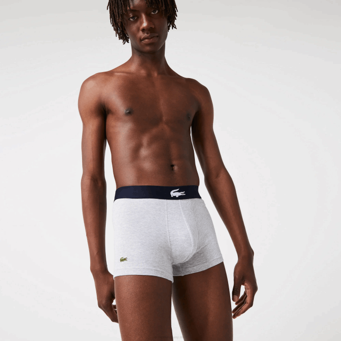 blanco gris chino azul marino bck VVL0A1342 hombres Lacoste pack de 3 calzoncillos de algodón stretch no combinados