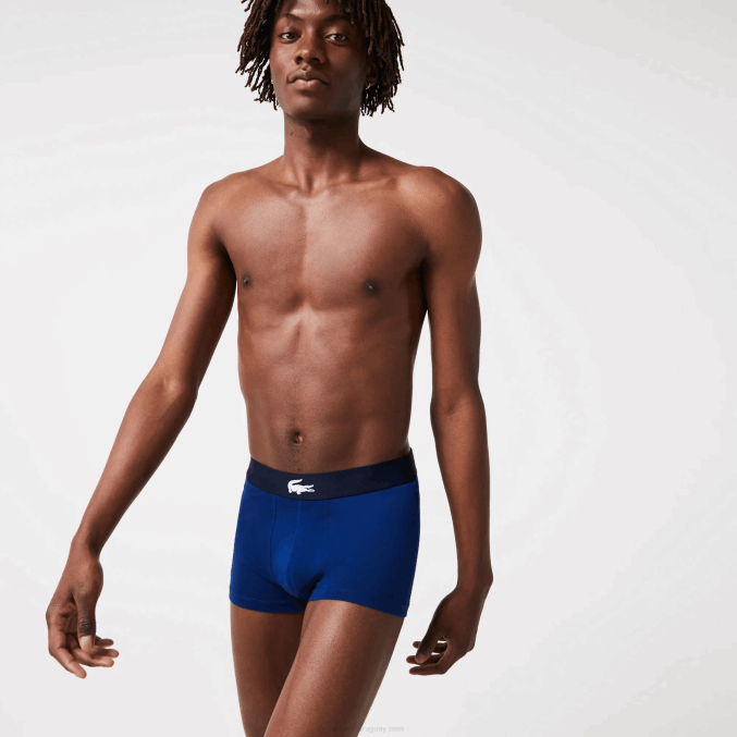 blanco gris chino azul marino bck VVL0A1342 hombres Lacoste pack de 3 calzoncillos de algodón stretch no combinados