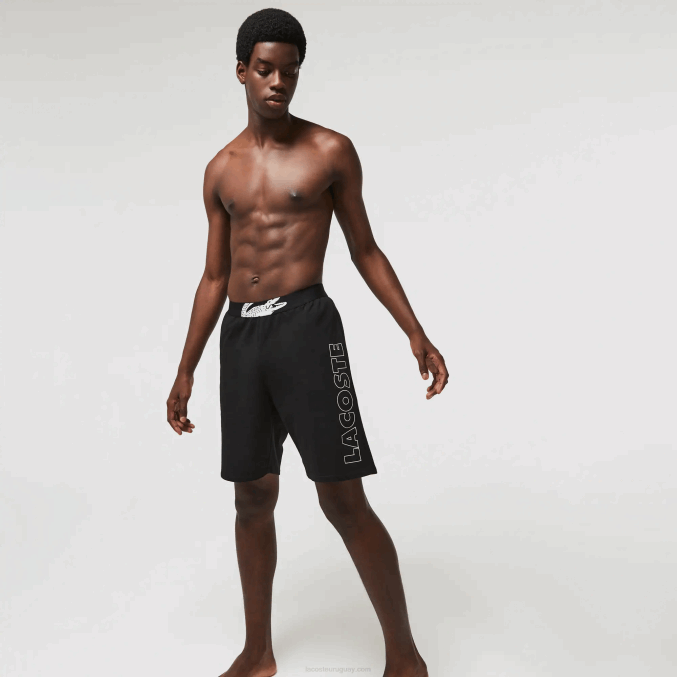 blanco negro 258 VVL0A1513 hombres Lacoste shorts interiores de vellón de algodón con logo