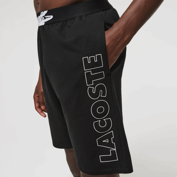 blanco negro 258 VVL0A1513 hombres Lacoste shorts interiores de vellón de algodón con logo