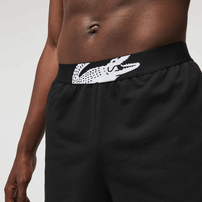 blanco negro 258 VVL0A1513 hombres Lacoste shorts interiores de vellón de algodón con logo