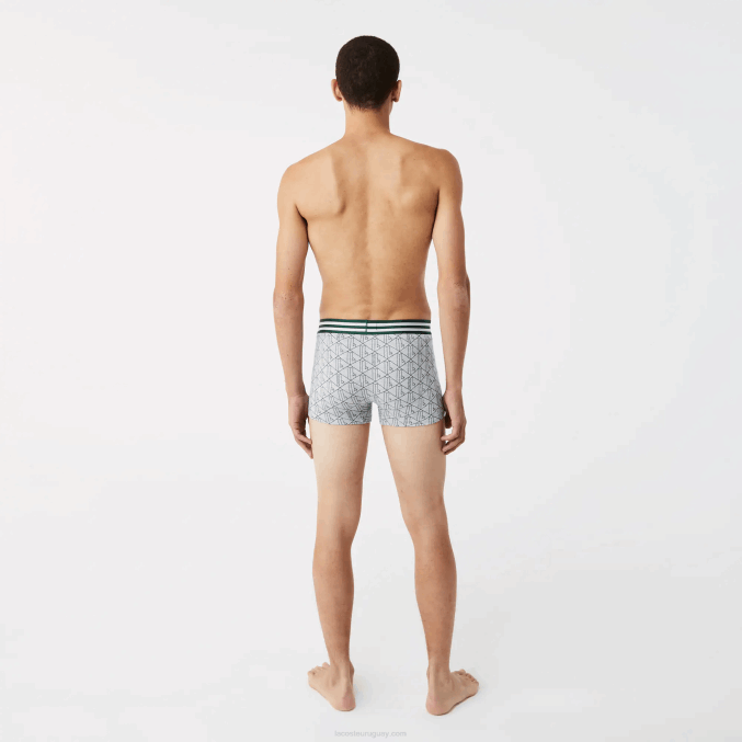 gris chino blanco azul marino tya VVL0A1396 hombres Lacoste Pack de 3 calzoncillos de algodón elástico con cintura a rayas