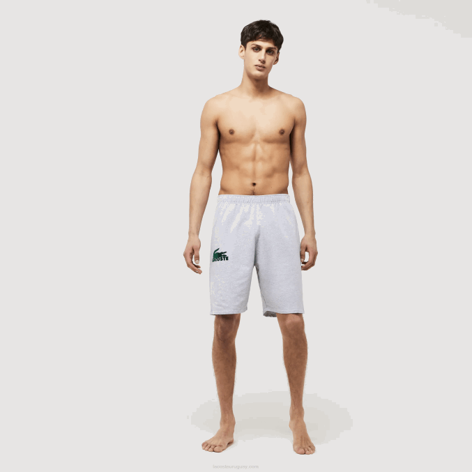 gris chino verde y9k VVL0A1479 hombres Lacoste shorts de salón de felpa de algodón con cocodrilo aterciopelado