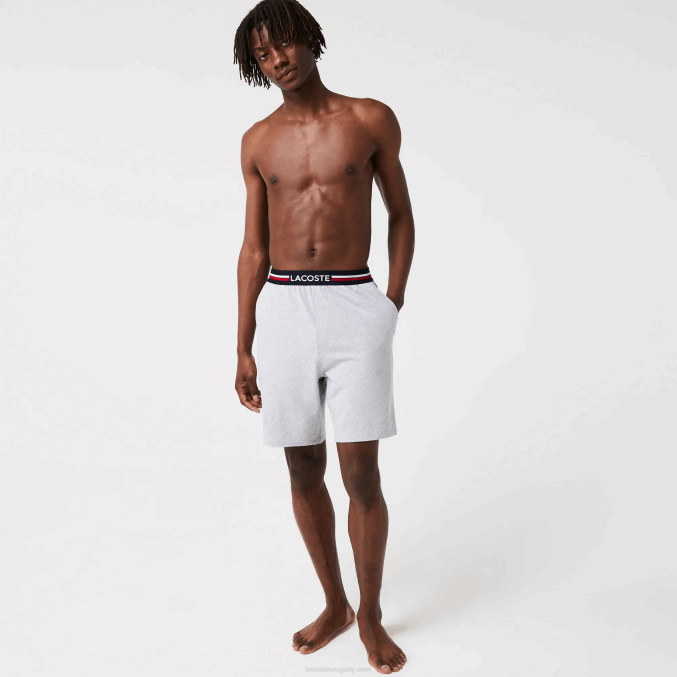 lomo gris cca VVL0A1375 hombres Lacoste calzoncillos boxer largos con cintura a rayas