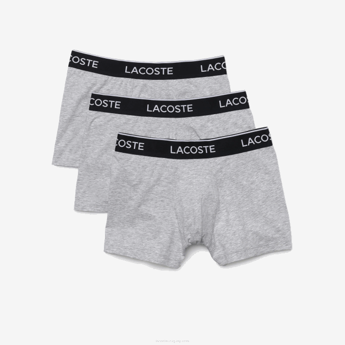 lomo gris cca VVL0A1407 hombres Lacoste Pack de 3 calzoncillos bóxer largos de algodón elástico
