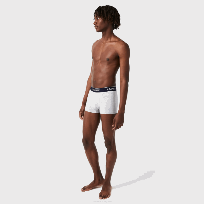 lomo gris cca VVL0A485 hombres Lacoste calzoncillos tipo bóxer informales, paquete de 3