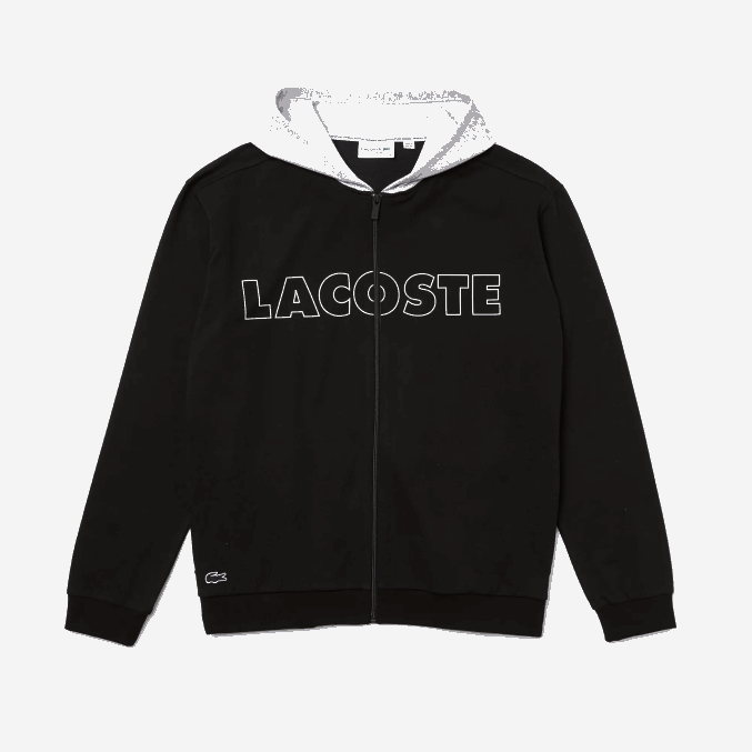 lomo gris negro snp VVL0A1474 hombres Lacoste sudadera con capucha interior de polar de algodón con logo