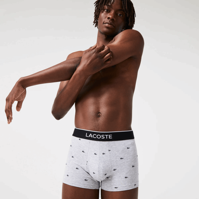 lomo gris negro vdp VVL0A1328 hombres Lacoste calzoncillos bóxer casuales de la firma, paquete de 3