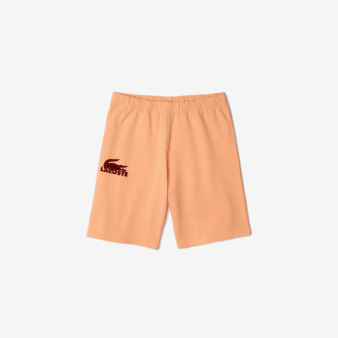 naranja claro burdeos rz6 VVL0A1482 hombres Lacoste shorts de salón de felpa de algodón con cocodrilo aterciopelado