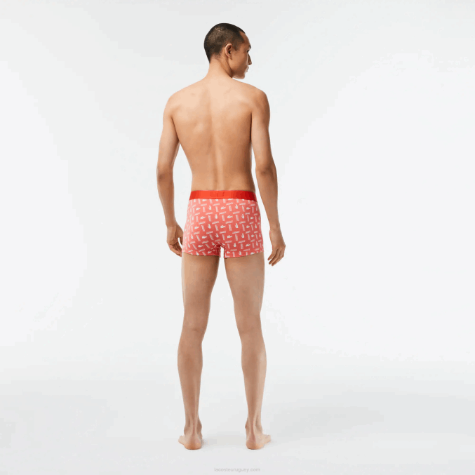 naranja gris chine blanco tti VVL0A503 hombres Lacoste Pack de 3 calzoncillos de algodón elástico estampado
