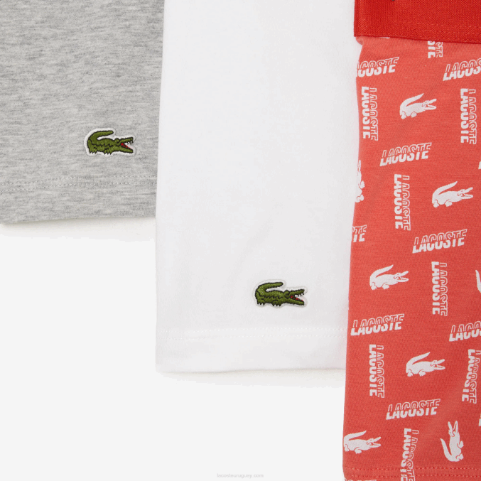 naranja gris chine blanco tti VVL0A503 hombres Lacoste Pack de 3 calzoncillos de algodón elástico estampado