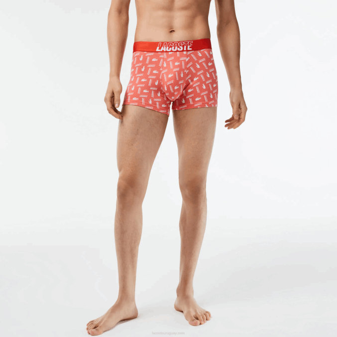 naranja gris chine blanco tti VVL0A503 hombres Lacoste Pack de 3 calzoncillos de algodón elástico estampado