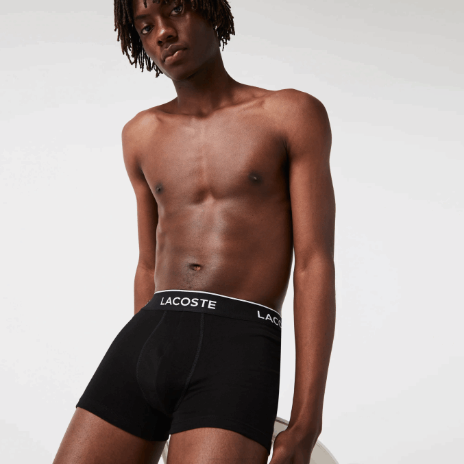 negro 031 VVL0A484 hombres Lacoste calzoncillos tipo bóxer informales, paquete de 3