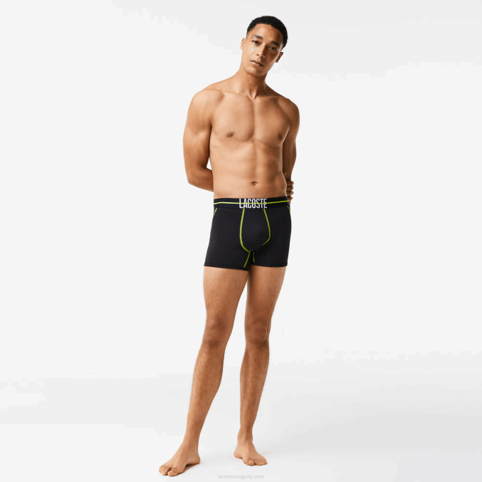 negro amarillo 9y2 VVL0A1492 hombres Lacoste baúl de jersey sin costuras