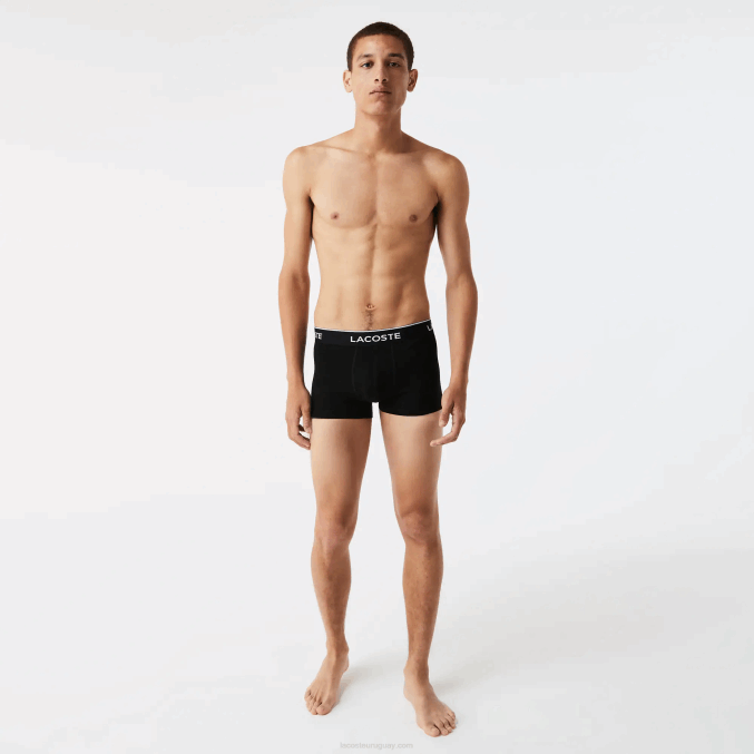 negro blanco gris chine nua VVL0A1372 hombres Lacoste calzoncillos tipo bóxer informales, paquete de 3
