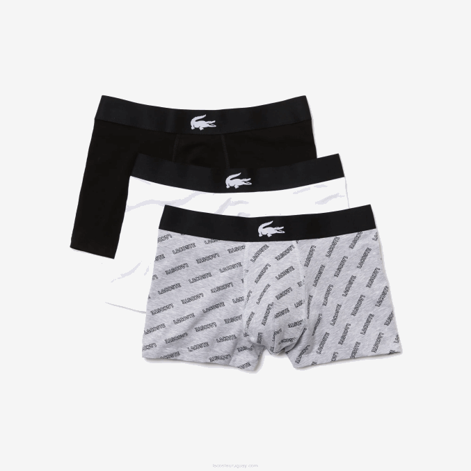 negro gris chin blanco eqd VVL0A1431 hombres Lacoste pack de 3 calzoncillos de algodón stretch