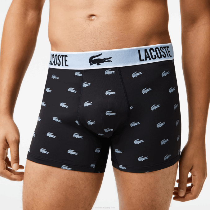 negro gris oscuro blanco shq VVL0A1561 hombres Lacoste Pack de 3 calzoncillos de punto de poliéster reciclado