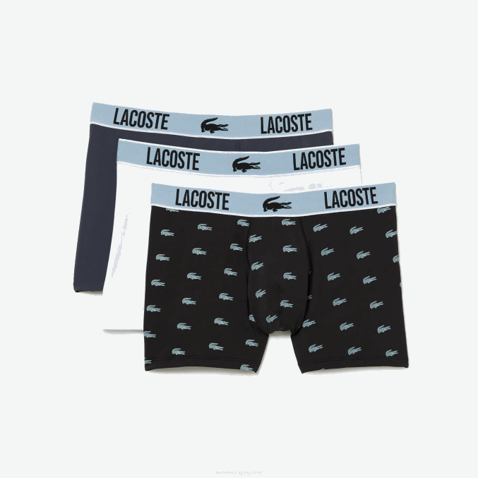 negro gris oscuro blanco shq VVL0A1561 hombres Lacoste Pack de 3 calzoncillos de punto de poliéster reciclado