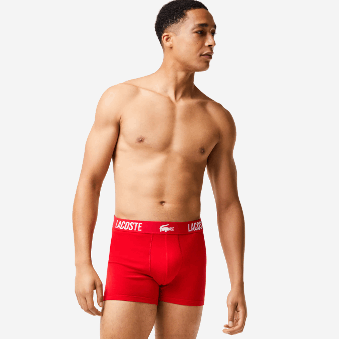 negro rojo blanco tr2 VVL0A1548 hombres Lacoste Pack de 3 calzoncillos bóxer de cocodrilo en contraste con la marca