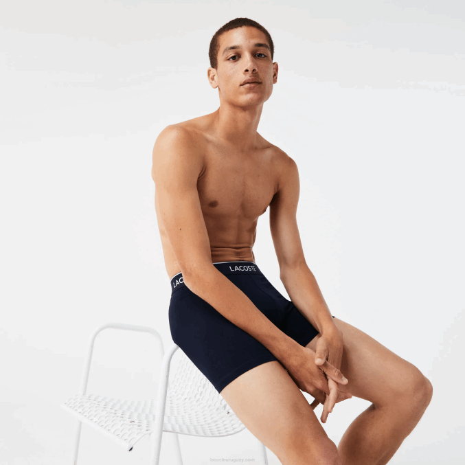 verde rojo azul marino hy0 VVL0A1416 hombres Lacoste Pack de 3 calzoncillos boxer largos de algodón