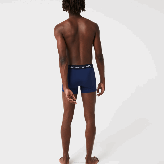 vuc azul marino VVL0A1463 hombres Lacoste Pack de 3 calzoncillos de microfibra