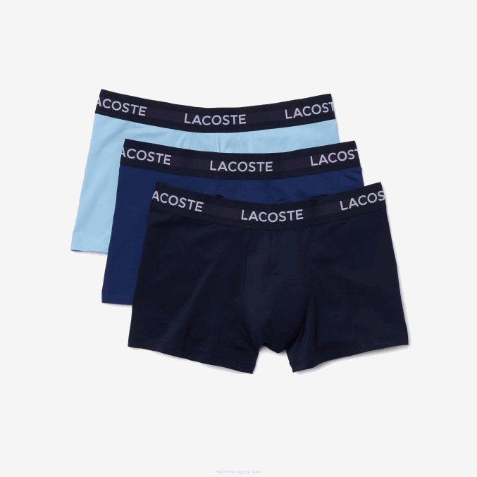 vuc azul marino VVL0A1463 hombres Lacoste Pack de 3 calzoncillos de microfibra