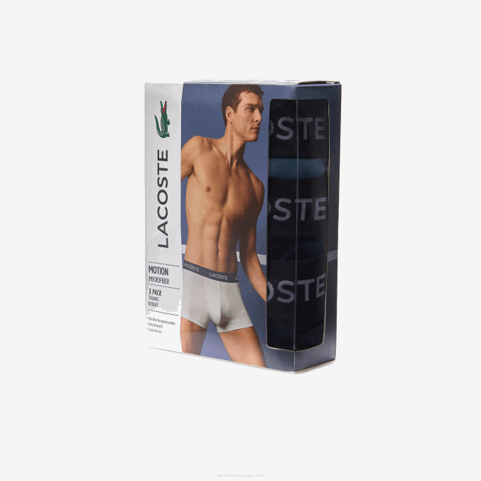vuc azul marino VVL0A1463 hombres Lacoste Pack de 3 calzoncillos de microfibra