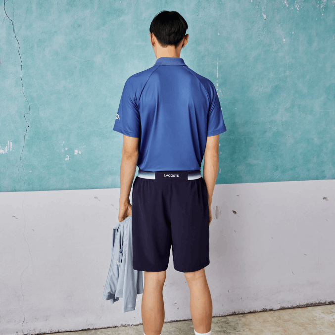 azul 78x VVL0A1532 hombres Lacoste shorts elásticos ligeros sport x novak djokovic
