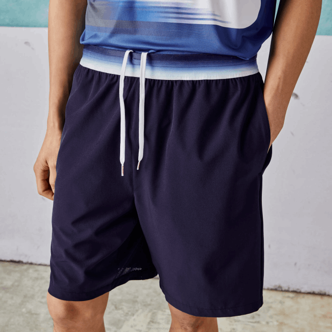 azul 78x VVL0A1532 hombres Lacoste shorts elásticos ligeros sport x novak djokovic