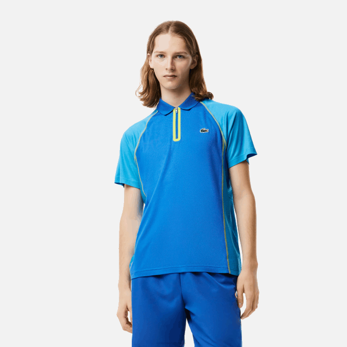 azul amarillo aw9 VVL0A138 hombres Lacoste polo de tenis de poliéster reciclado con tecnología ultra-dry