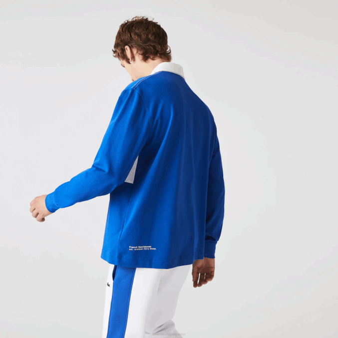 azul k1q VVL0A1688 hombres Lacoste polo de rugby holgado con logo
